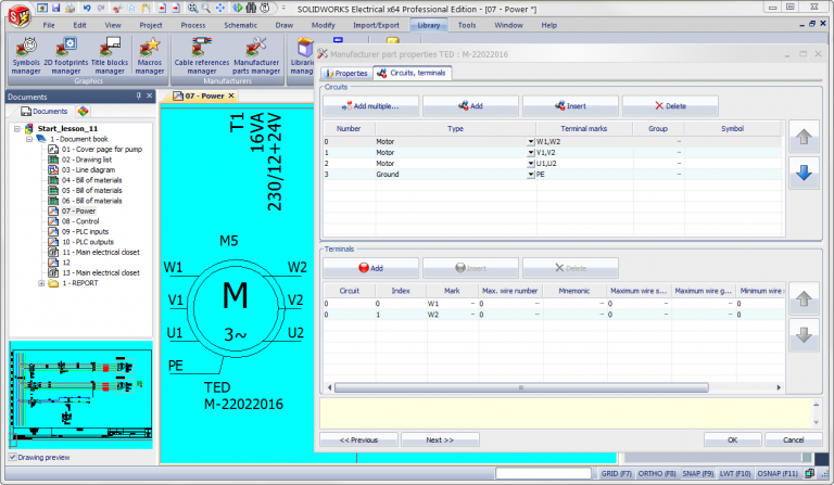 SolidWorks Electrical 2016 Create Manufacturer part and virtual circuit